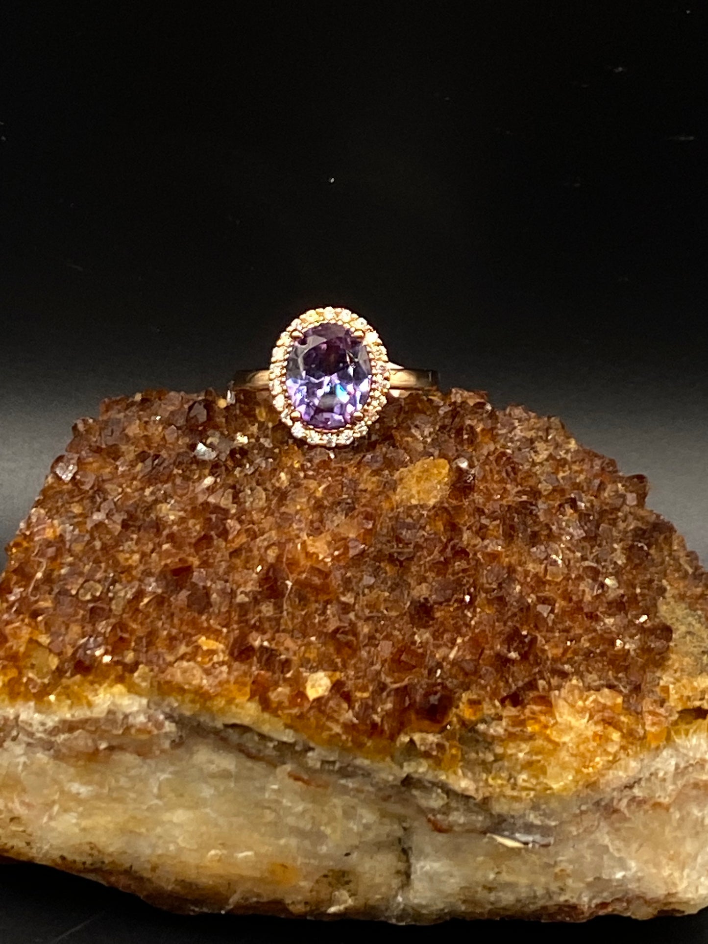 Alexandrite Halo Ring