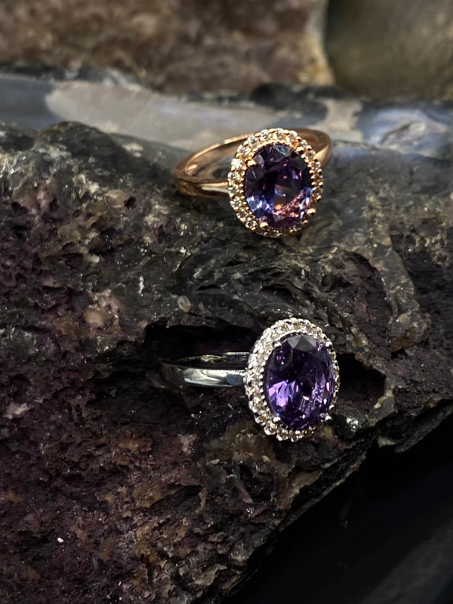 Alexandrite Halo Ring