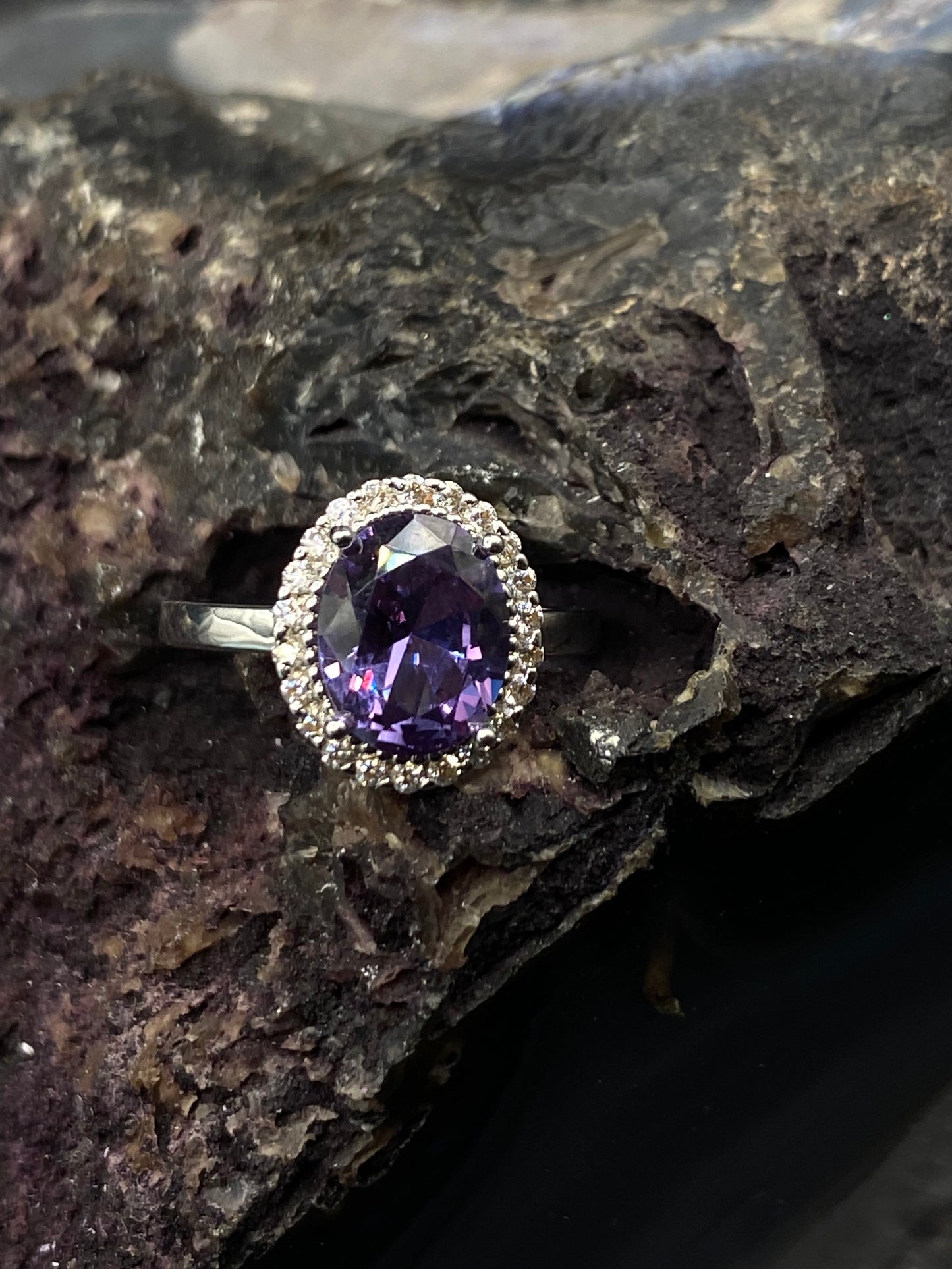 Alexandrite Halo Ring