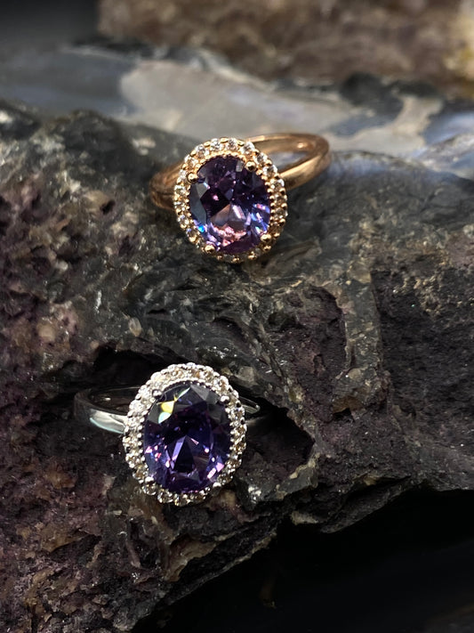 Alexandrite Halo Ring